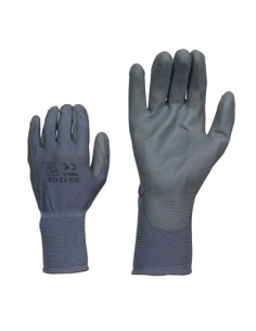 Nylon gloves with PU coating on the palm gray