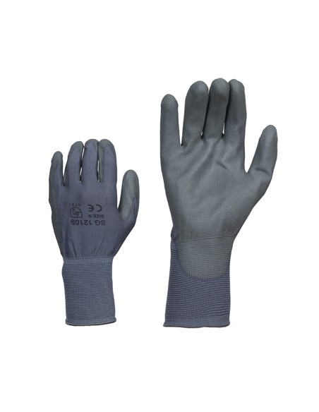 Nylon gloves with PU coating on the palm gray