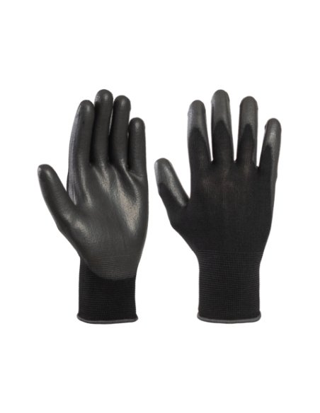 Nylon gloves PU coating on palm KK35 black