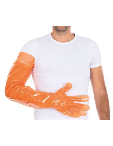 Disposable gloves LDPE Softline Long 90cm 50pcs orange