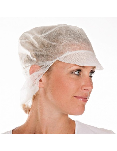 Disposable hat with a brim and hair net Hygostar d31cm 100pcs white