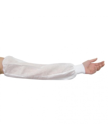 Oversleeve with knitted cuff PP/SMS 45cm white