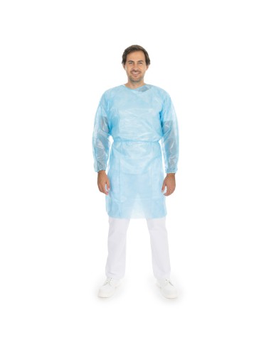 Disposable coat PP back-tied laminated 120x140cm blue