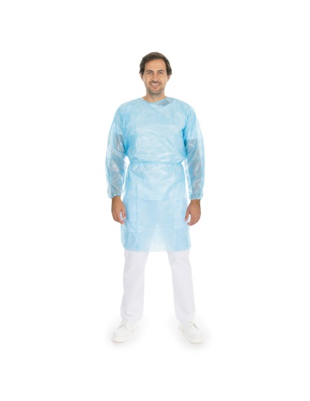 Disposable coat PP back-tied laminated 120x140cm blue