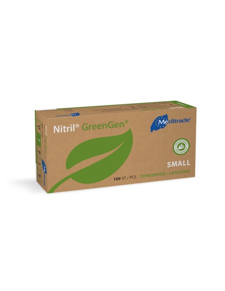 Nitrile gloves powderfree biodegradable GreenGen 100pcs green