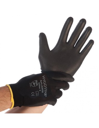 Nylon gloves PU-coated Black Ace black