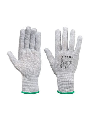 Work gloves with PVC-dots on palm ESD Carbon grey