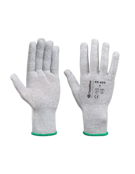 Work gloves with PVC-dots on palm ESD Carbon grey