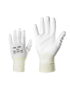 Polyester gloves with PU coating on the palm white