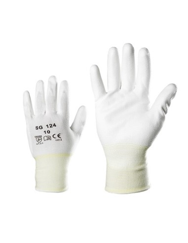 Polyester gloves with PU coating on the palm white