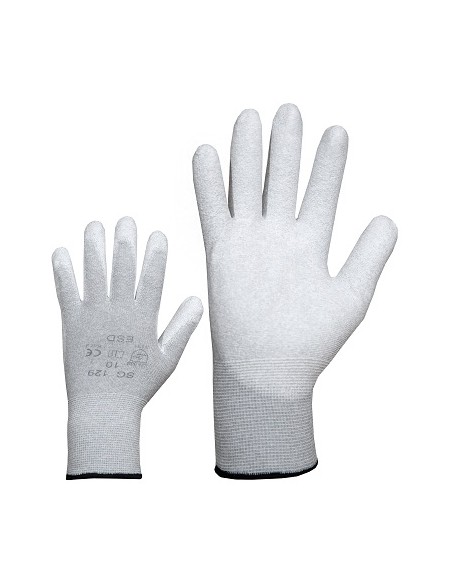 Nylon gloves PU coating on palm ESD KK39 grey