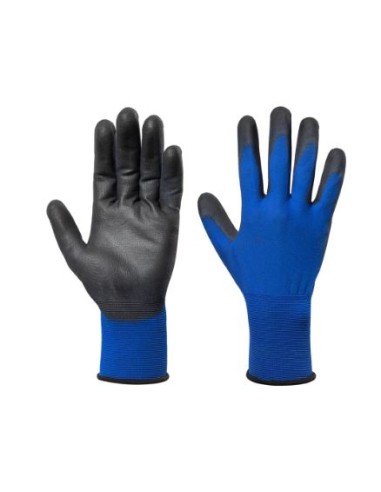 Nylon gloves PU coating on palm extra thin KK10 blue