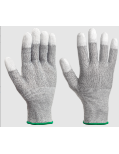Cut-resistant gloves ESD PU coating on fingertips level D grey