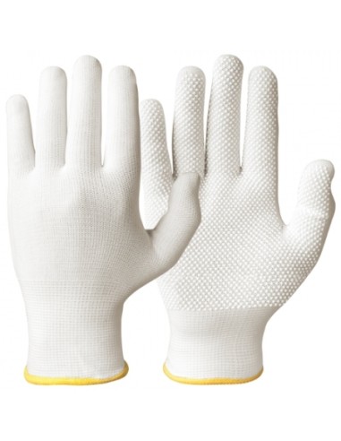 Textile gloves cotton/spandex PVC dots on the palm 110 white