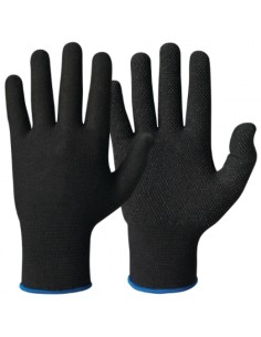 Textile gloves cotton/spandex PVC dots on the palm 110 black