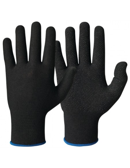 Textile gloves cotton/spandex PVC dots on the palm 110 black
