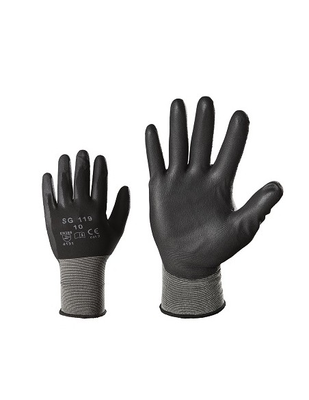 Nylon gloves with PU coating Touch Screen black