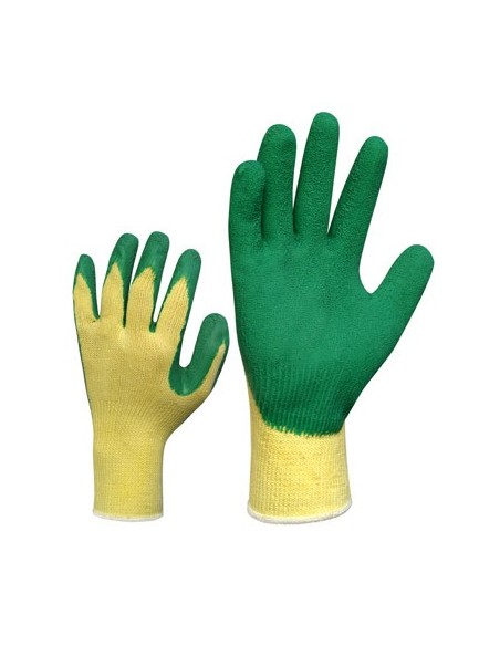 Textile gloves with woven rough latex coating on the palm 064