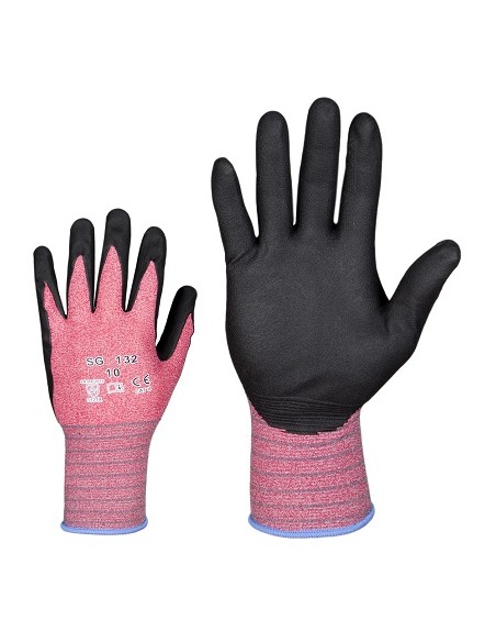 Nylon gloves with foam nitrile coating on palm 132