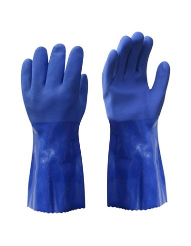 Rubber gloves with cotton lining PVC 35cm blue