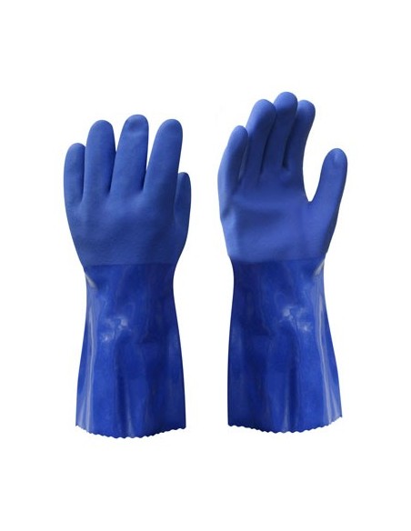 Rubber gloves with cotton lining PVC 35cm blue