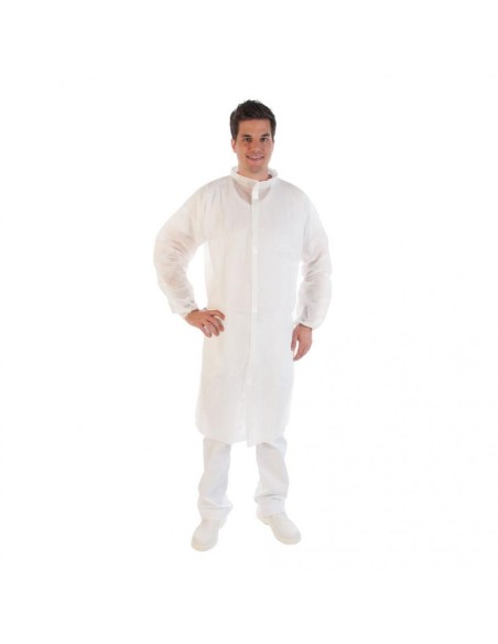 Visitor coat with velcro PP white