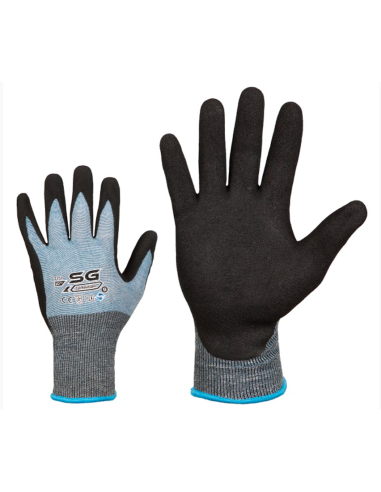 Cut resistant gloves with rough foam nitrile coating on the palm level B