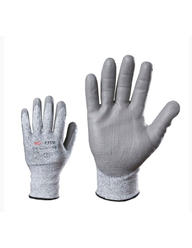 Cut-resistant gloves with PU coating 7150 level D