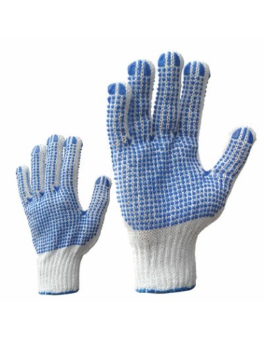 Textile gloves polyester/cotton rubber dots 2-sided