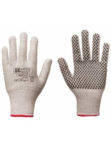 Cut resistant gloves with rubber dots HDPD-5 level D
