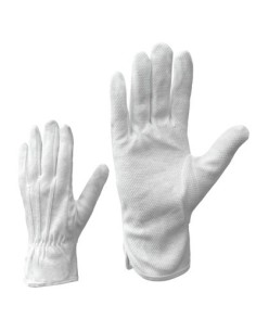 Cotton gloves with micro dots 019 white