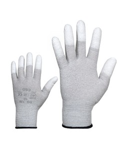 Nylon gloves with PU coating on fingertips ESD 128