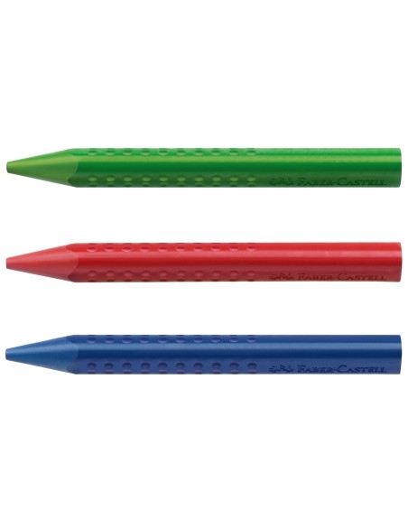 Faber-Castell Jumbo Grip crayon erasable triangular, cardboard wallet of 12