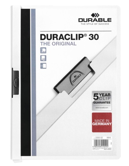 Kiilkaaned Durable DuraClip 30-le lehele, valge