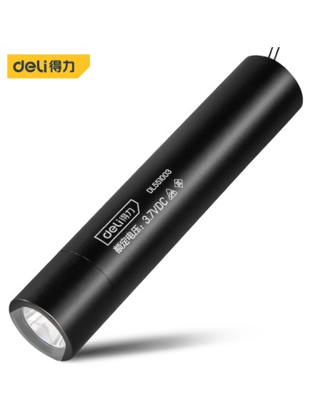 Taskulamp DELI 3W akuga 1200mAh LED alumiinium korpus