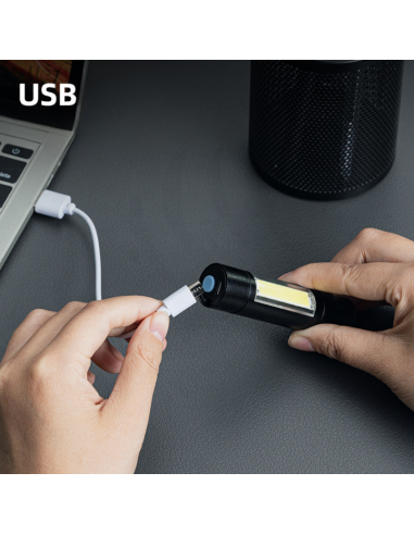 Taskulamp DELI 3W/100lm akuga 400mAh