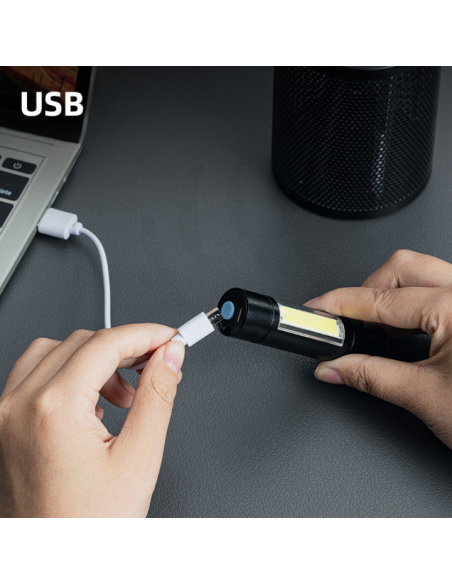 Taskulamp DELI 3W/100lm akuga 400mAh