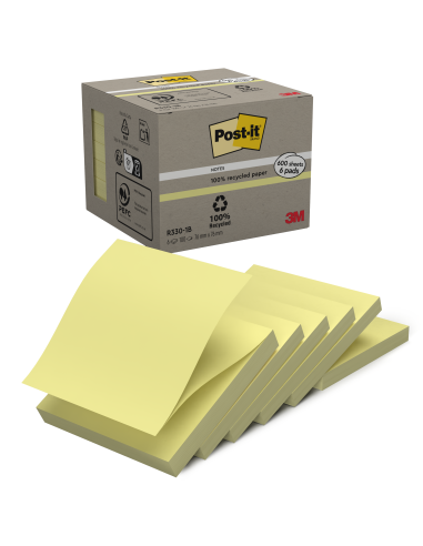 Märkmepaber-Z 3M Post-it Recycled 76x76mm 6tk/pk (öko) pastell