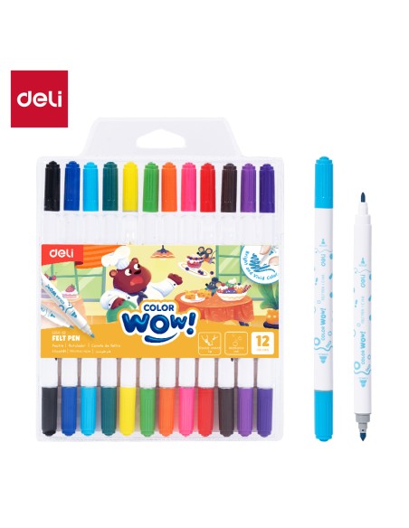 Tindipliiatsid DELI ColorWow kahepoolsed 12-värvi
