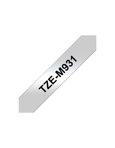 Lamineeritud lint Brother TZe-M931, must matt hõbedal, 12mm x 8m