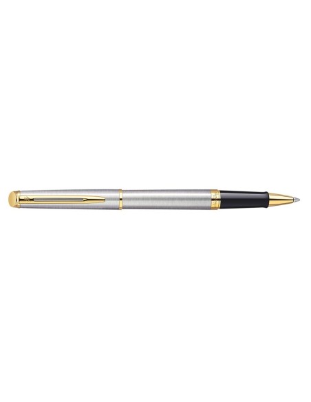 Waterman Hémisphère Rollerball Pen, Stainless Steel with 23k Gold Trim, Fine Point with Black Ink Cartridge, Gift Box