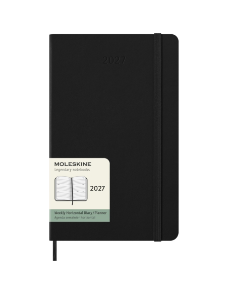 Kalendermärkmik Moleskine 2027 13x21cm, nädal H, kõvad kaaned, must