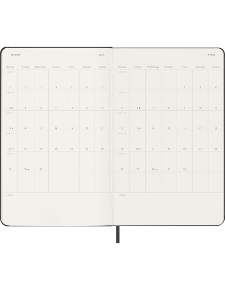 Planner Moleskine "2027 Weekly Horizontal", Black, Calendar & Notebook