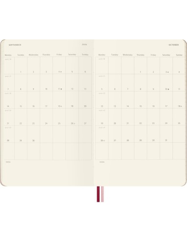Kalendermärkmik Moleskine Sakura 18kuud 2026/27 13x21cm, nädal H, kõvad kaaned
