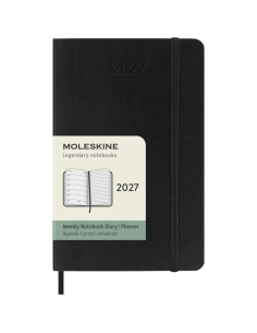 Kalendermärkmik Moleskine 2027 9x14cm, nädal, pehmed kaaned, must