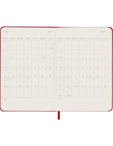 Moleskine Planner 2027, 9×14 cm, Weekly, Hard Cover, Red