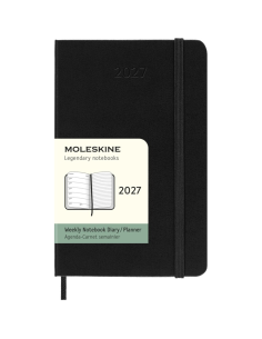 Kalendermärkmik Moleskine 2027 9x14cm, nädal, kõvad kaaned, must