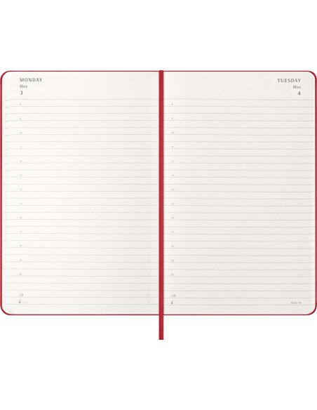 Kalender-märkmik Moleskine 2027 13x21cm, päev, kõvad kaaned, punane