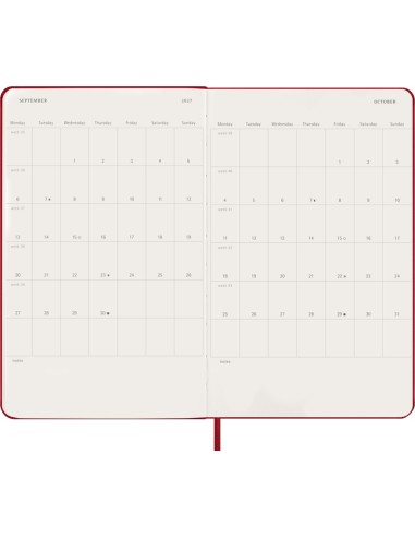 Kalender-märkmik Moleskine 2027 13x21cm, päev, kõvad kaaned, punane