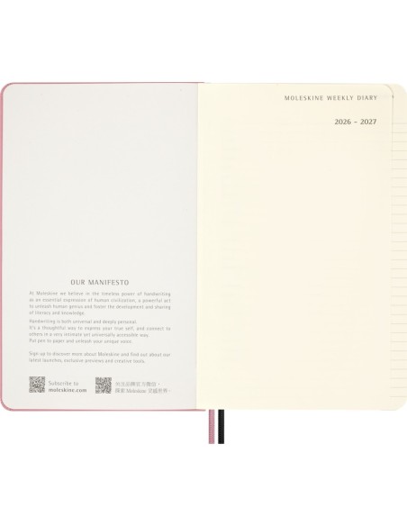 Kalendermärkmik Moleskine Blackpink 18kuud 2026/27 13x21cm, nädal H, kõvad kaaned